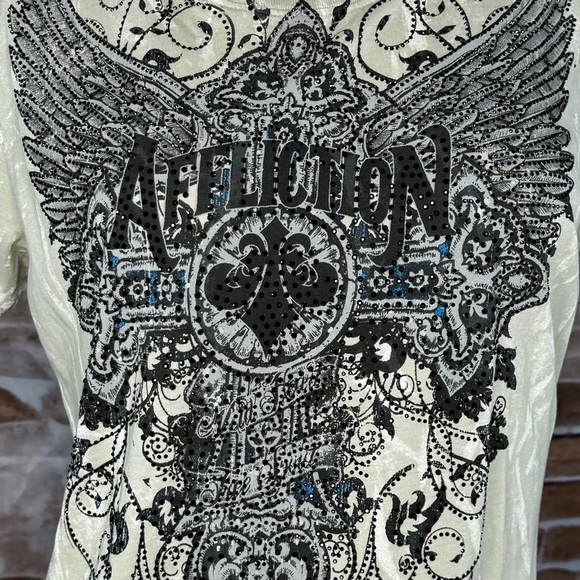 Affliction Women’s Graphic Short Sleeve Cut Out T-Shirt -Various Sizes -NWT - Picture 4 of 12
